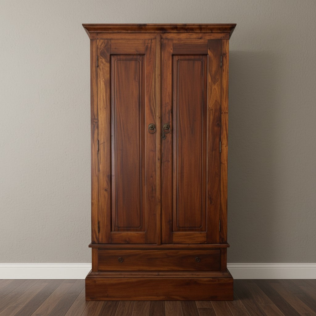 Vintage Double-Door Wooden Wardrobe