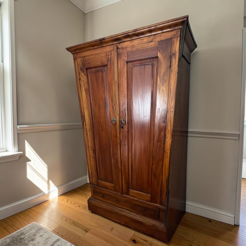 Vintage Double-Door Wooden Wardrobe