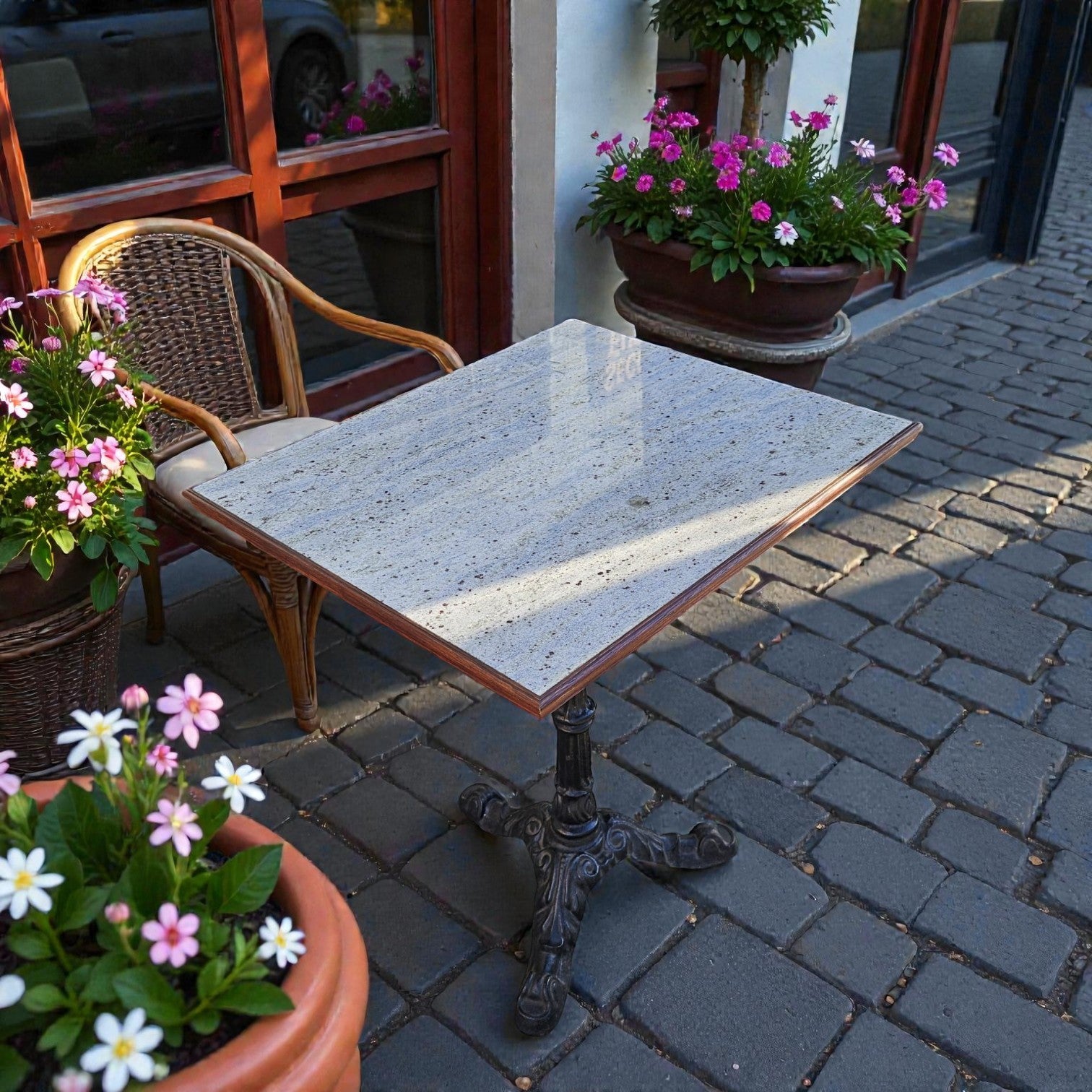 Vintage French Cafe Bistro Table (Dimensions: 73 X 61 X 53)