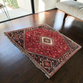 Vintage Hand-Knotted Wool Persian Shiraz Tribal Area Rug (Dimensions: 190x187)