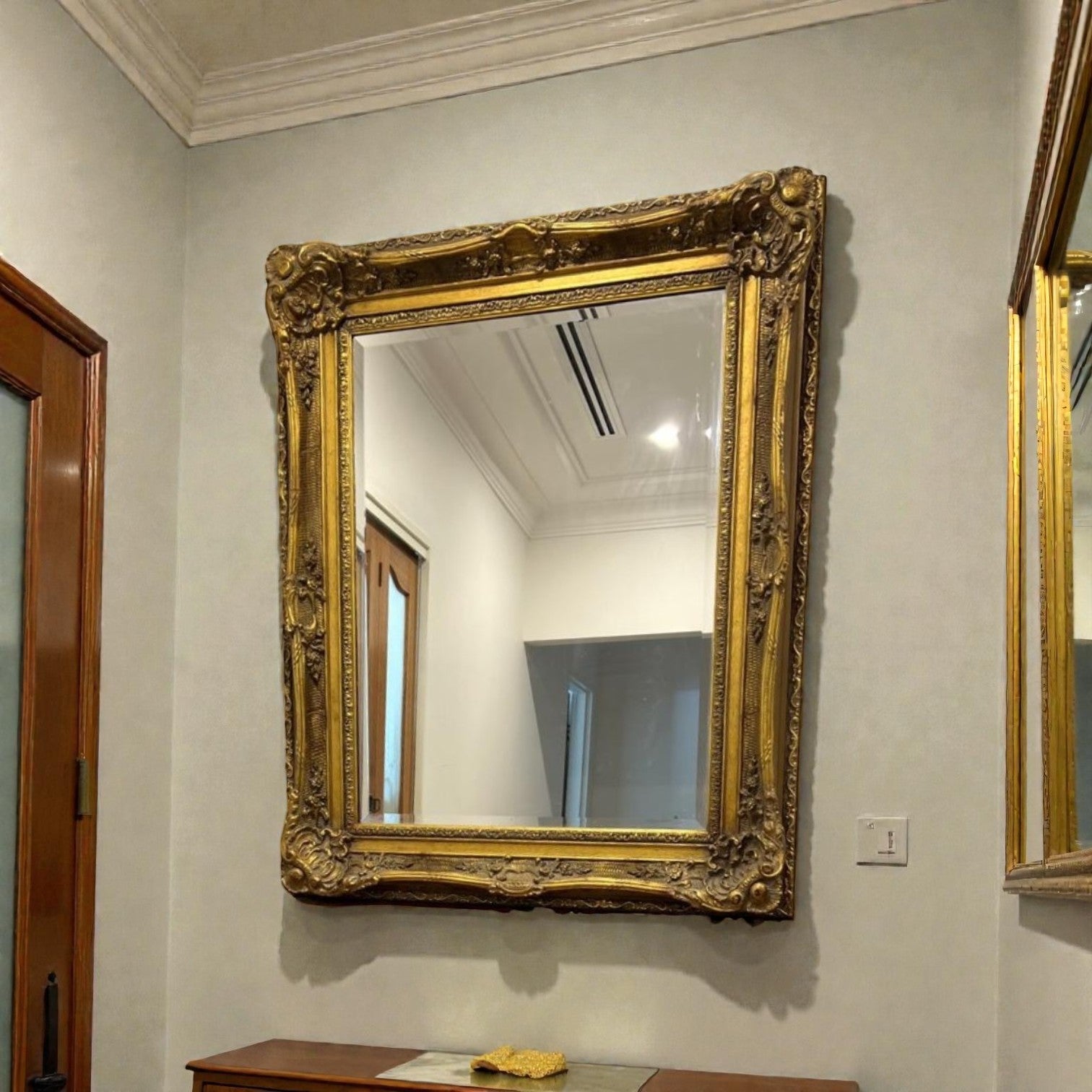 Mirror Only- Vintage Style Baroque Mirror With Heavily Ornate Gold Colored Frame