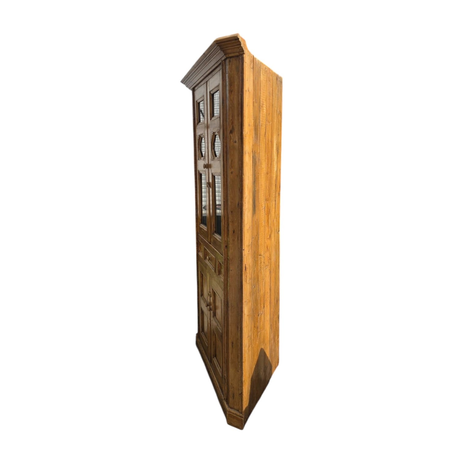 Vintage Style Rustic Wooden Corner Display Cabinet (Dimensions: 210x104x69)