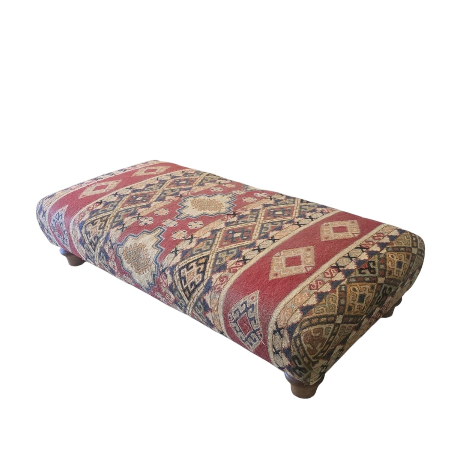 Vintage Upholstered Ottoman Or Footstool