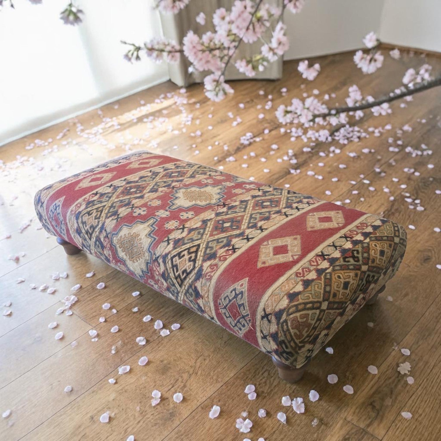 Vintage Upholstered Ottoman Or Footstool