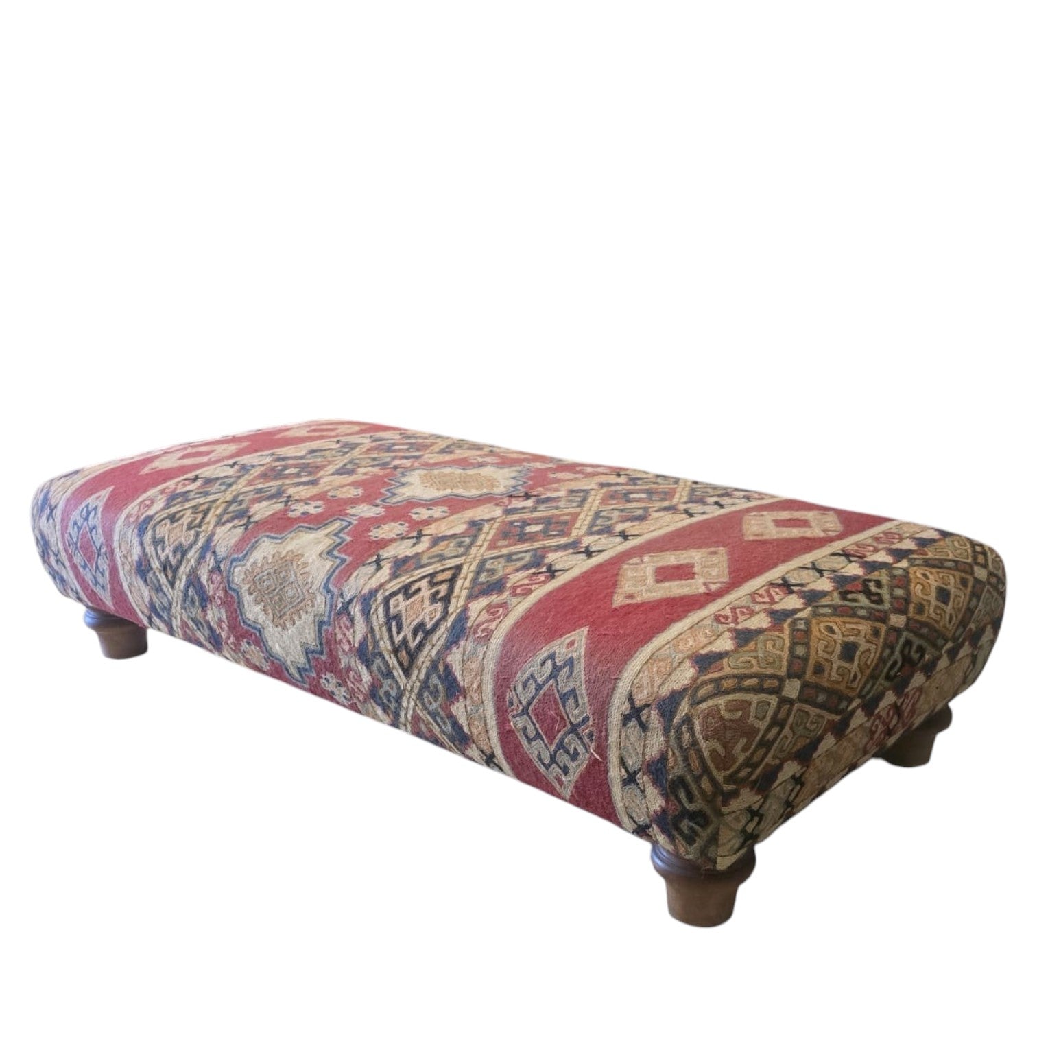 Vintage Upholstered Ottoman Or Footstool