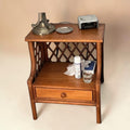 Vintage Wooden And Rattan Nightstand