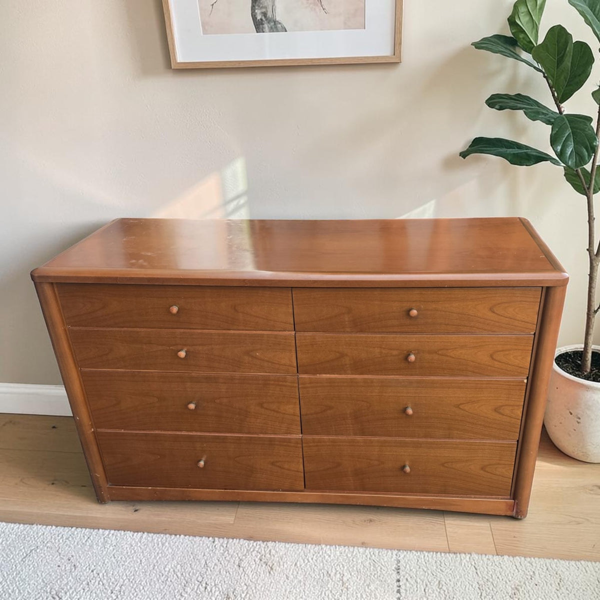 Vintage Wooden Eight-Drawer Dresser