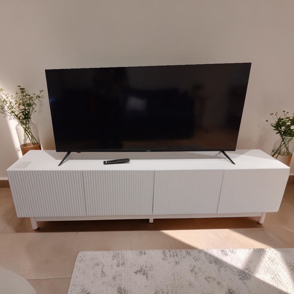 White 4 Door Entertainment TV Unit (Height: 450 Cmdepth: 400 Cmwidth: 1800 Cm)
