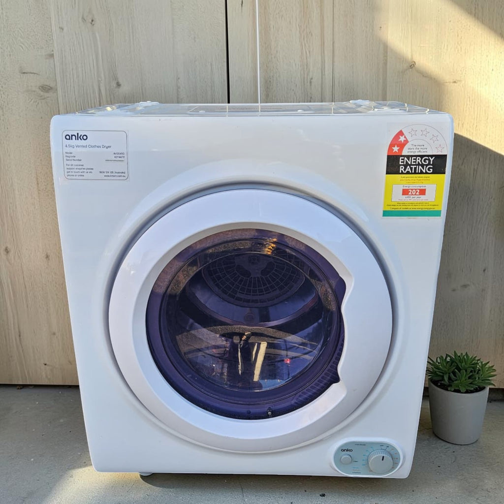 White Anko 4.5kg Vented Clothes Dryer (Model: Avde45g)