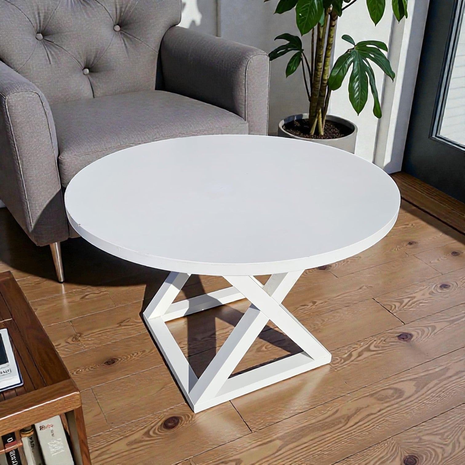 White Round Center Table