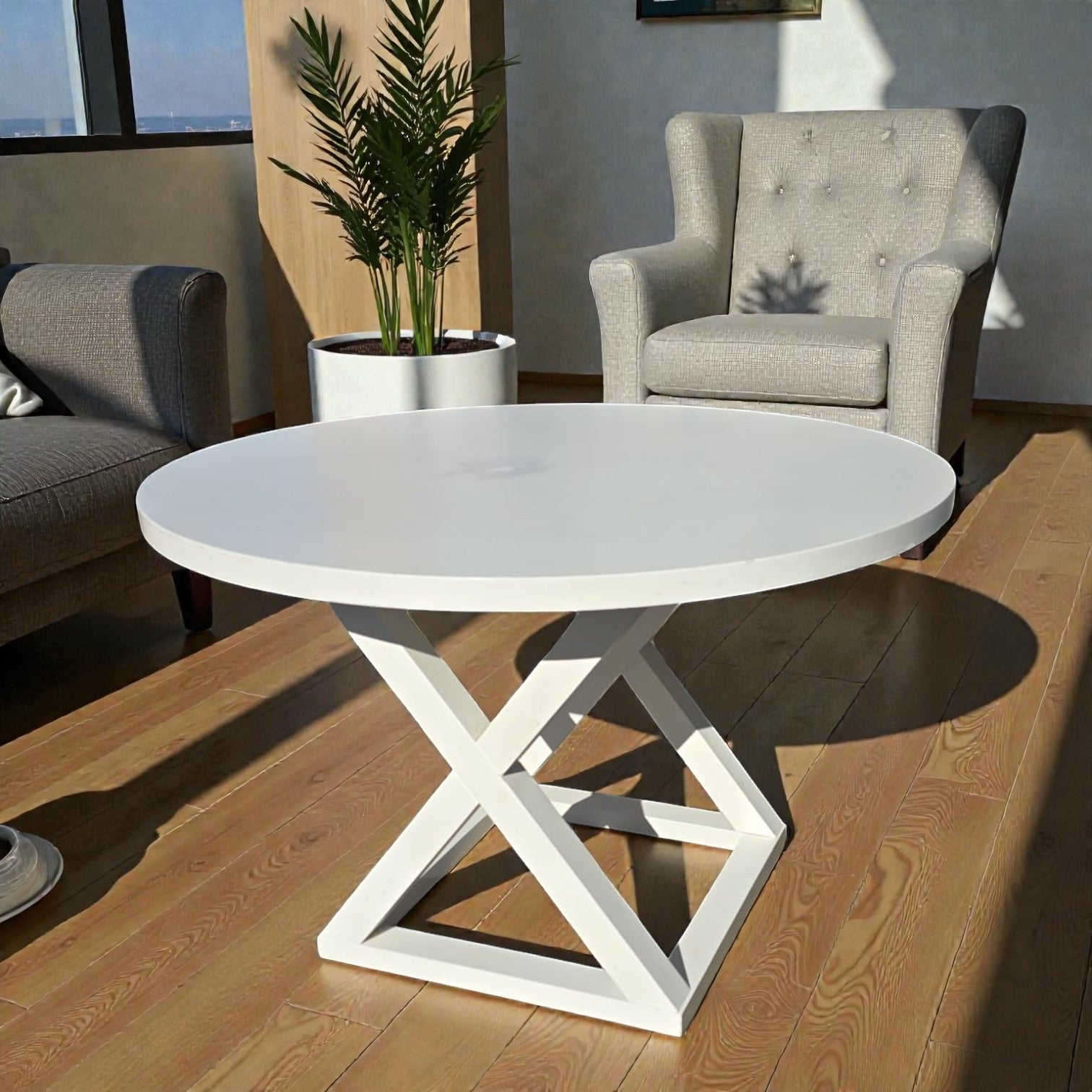White Round Center Table