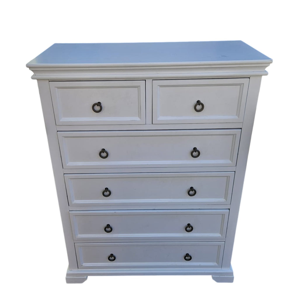 White Six-Drawer Chest (Dimensions: 121x93x44)