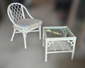 White Cane Outdoor Table and Chair Set
