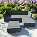 Wicker Outdoor Sofa And Ottoman Set (Dimensions: 63x200x78 Chaise 141 Long)