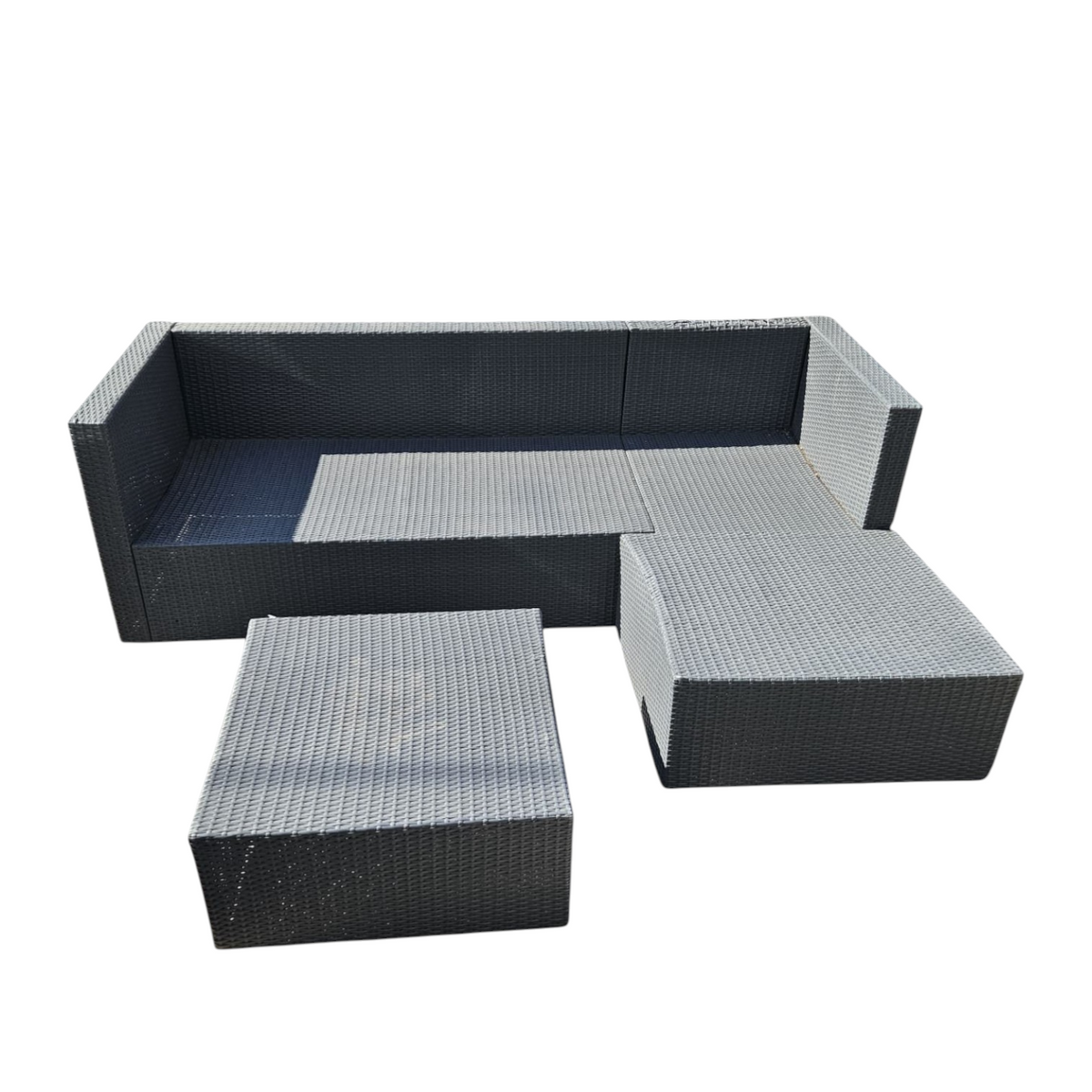 Wicker Outdoor Sofa And Ottoman Set (Dimensions: 63x200x78 Chaise 141 Long)