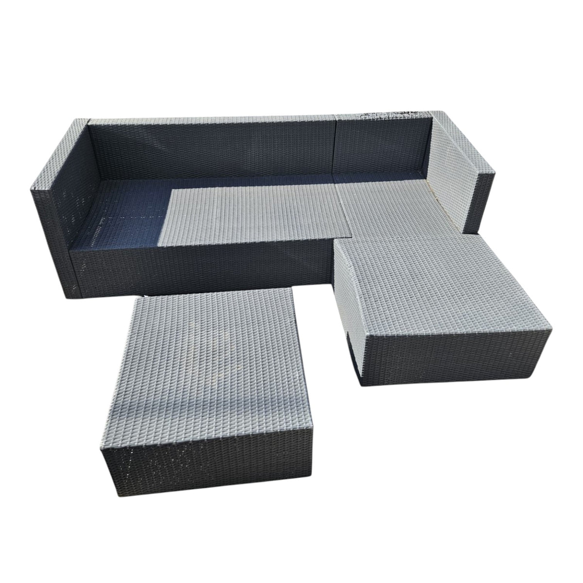 Wicker Outdoor Sofa And Ottoman Set (Dimensions: 63x200x78 Chaise 141 Long)