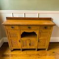 Yellow Stained Antique Wooden Sideboard Buffet