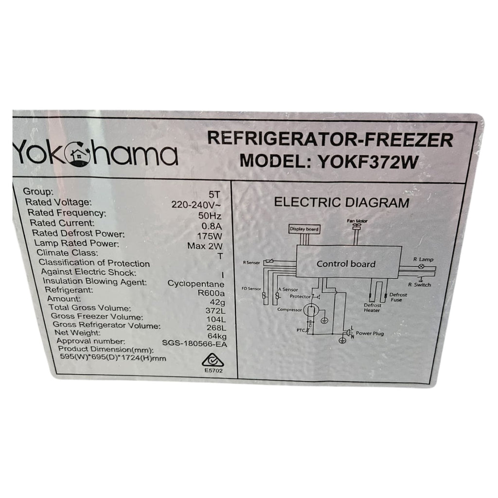 Yokohama Refrigerator-Freezer (Model: YOKF372W)