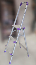 Folding Aluminum Step Ladder with Purple Accents (139x37)