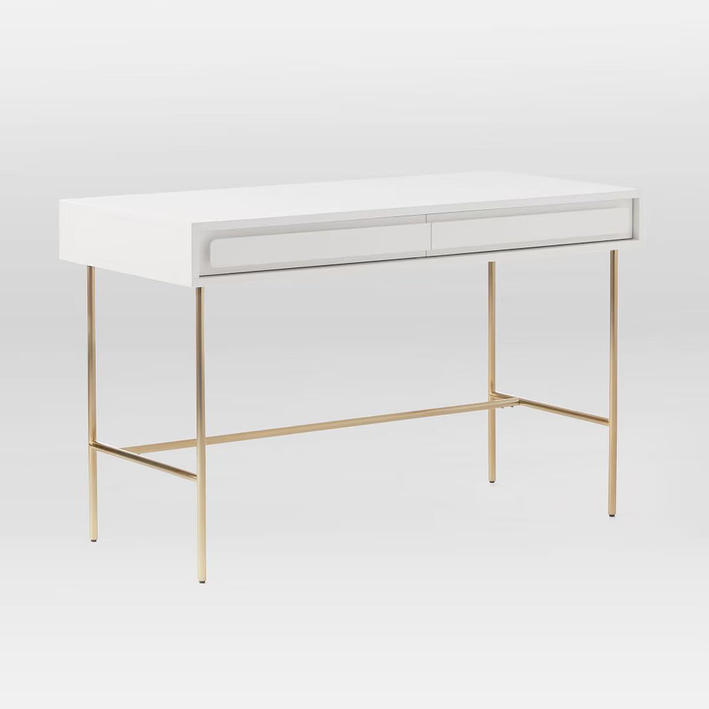White Lacquer Gemini Desk (Dimensions: 77x122x56)