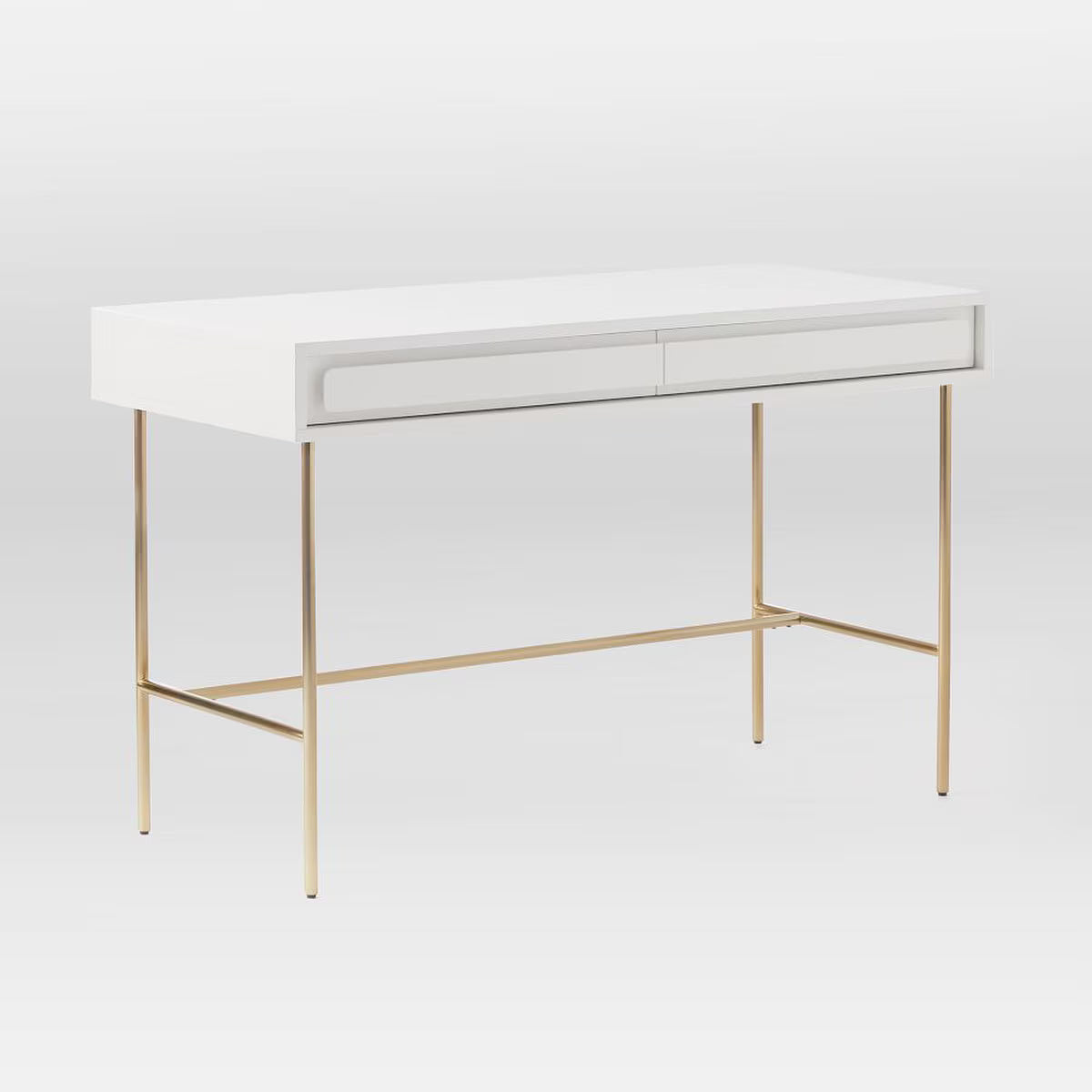 White Lacquer Gemini Desk (Dimensions: 77x122x56)