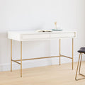 White Lacquer Gemini Desk (Dimensions: 77x122x56)