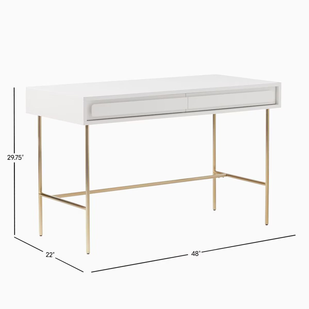 White Lacquer Gemini Desk (Dimensions: 77x122x56)